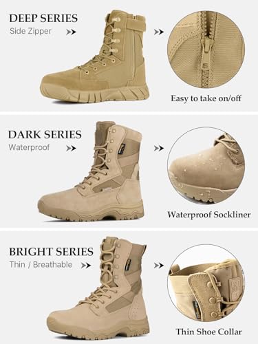Men's Tactical Boots 8 Inches Lightweight Suede Leather Military Work Boot J951812