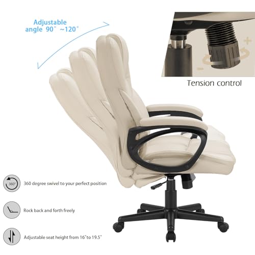 Office Executive Chair High Back Adjustable Swivel PU Leather with Lumbar Support I3854