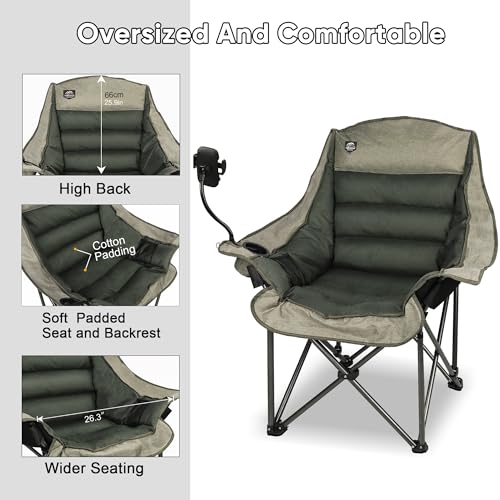 Folding Camping Chair, Heavy Duty Padded, with Cup Holder and Carry Bag J52614