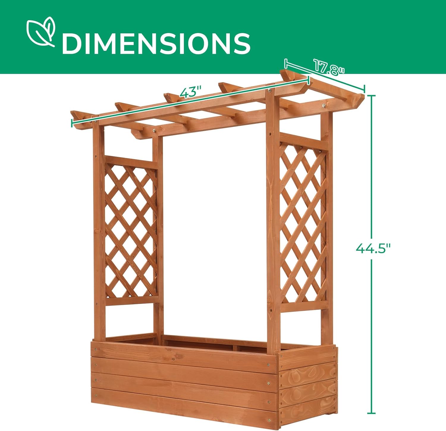 Raised Garden Bed with Trellis, Elevated Wood Planter Box S44330