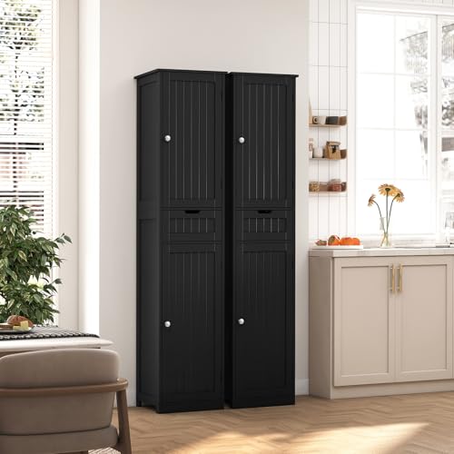67" Tall Bathroom Cabinet with 2 Doors and 1 Drawer, Adjustable Shelves T930834