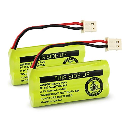 BT183342/BT283342 2.4V 800mAh Ni-MH Battery Pack, Compatible with AT&T VTech Cordless Phone Batteries BT166342/BT266342 BT162342/BT262342 CS6709 CS6609 CS6509 CS6409 EL52100 EL50003 (Pack 2)