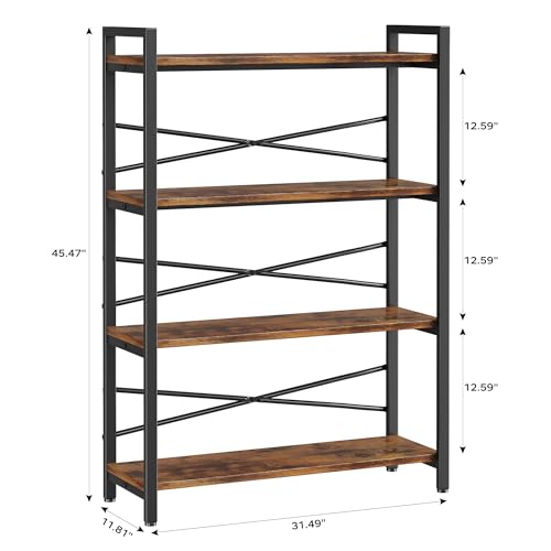 3 Tier Industrial Bookcase, Rustic Etagere Bookshelf for Living Room U5786