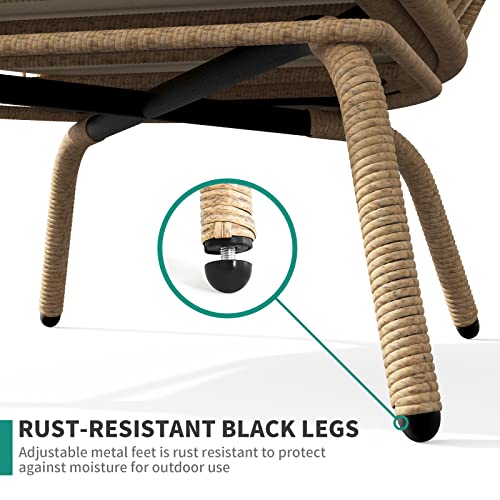 Rattan Egg Chair with Ottoman, Indoor Outdoor Wicker Chair with Footrest, 5 Cushions F541