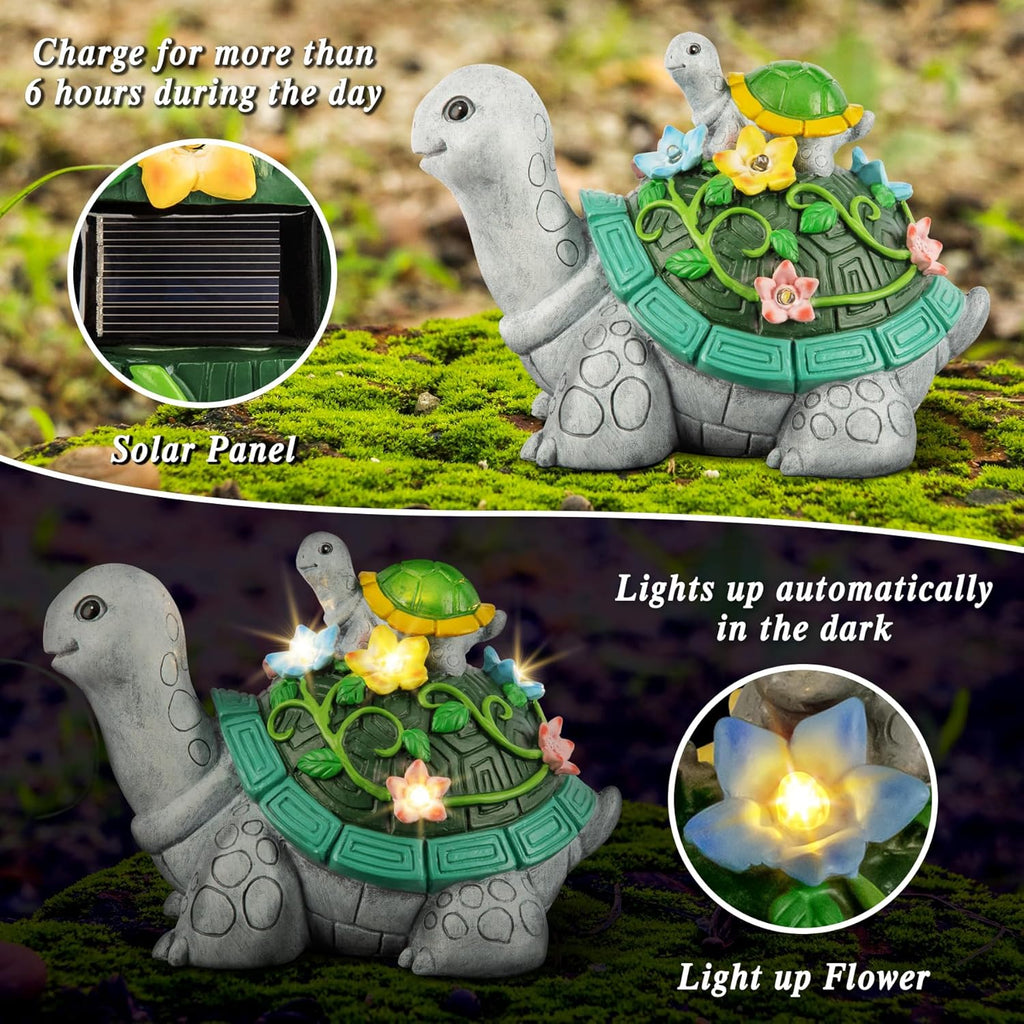 Turtle Solar Garden Statue with LED Lights for Patio Yard Decor N616