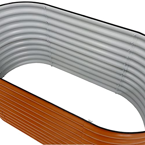 Oval Raised Garden Bed - Stackable Steel Planter Kit with Rubber Edge Trim - Brown I830813