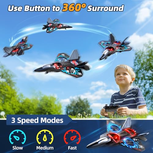 Foam Remote Control Airplane for Kids, 2.4 GHz with Lights and Stunt Roll M221
