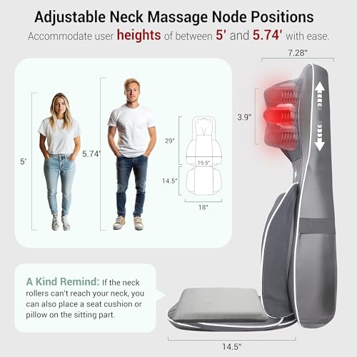 3D Shiatsu Neck and Back Massager with Heat for Chair U9478