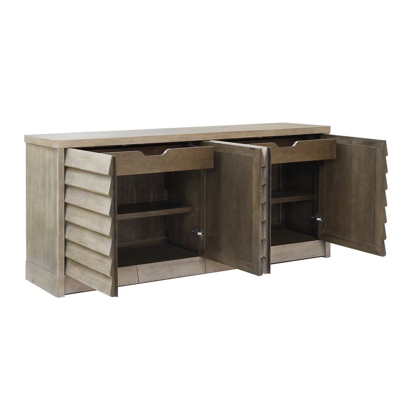4 Door Wood Credenza with Storage in Natural Sand Finish J500
