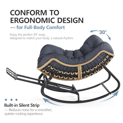 Oversized Patio Papasan Rocking Chair with Wicker Lounge G5657