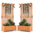 Giantex 2 Pcs Raised Garden Bed with Trellis & Roof, 72.5" Wooden Garden Bed, High Trellis for Plant Flower Climbing Pot Hanging, Indoor & Outdoor Planter Box for Yard, Garden, Balcony