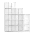SONGMICS Shoe Boxes, Pack of 12 Shoe Storage Organizers, Stackable Clear Plastic Boxes for Closet, Sneakers, 9.1 x 13.1 x 5.6 Inches, Fit up to US Size 11, Transparent and Charcoal Blue ULSP12SB30