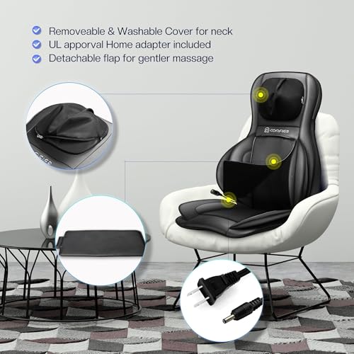 Shiatsu Neck Back Massager with Heat, 3D Kneading Massage Chair Pad, Adjustable Neck Massage, Seat Massager for Full Body Relaxation, Dark Gray D921543