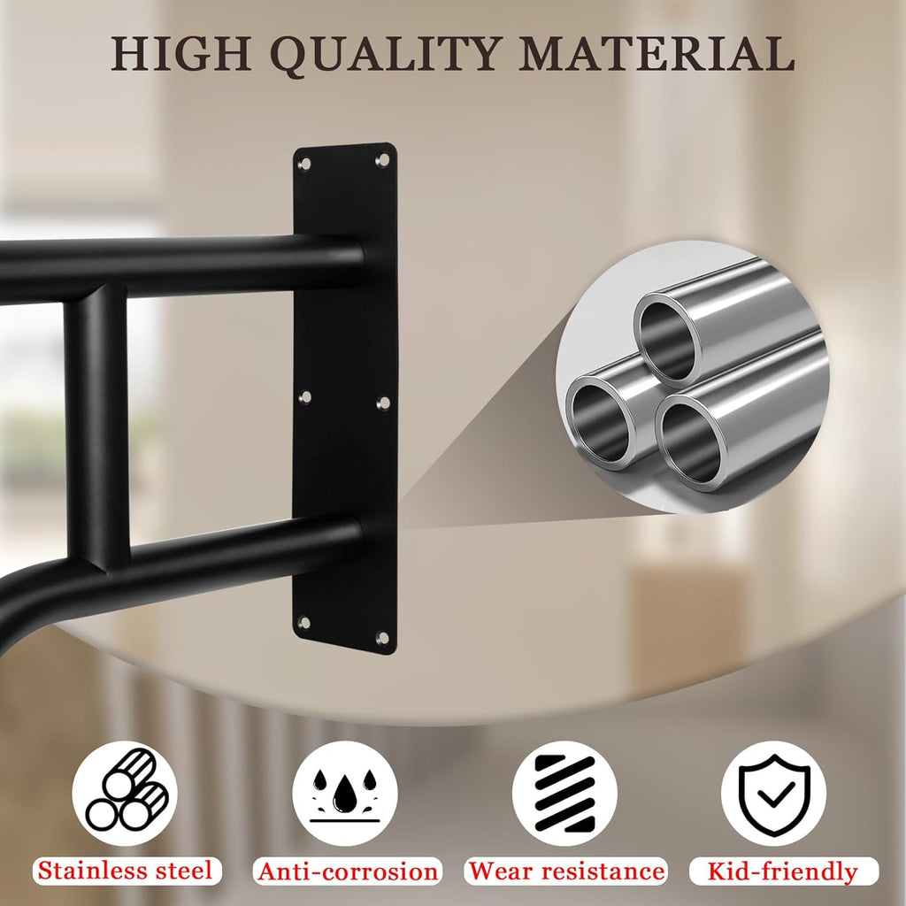 Stair Railing Wall Mount Handrail for Outdoor Steps, Stainless Steel, U-Shape, Black J942