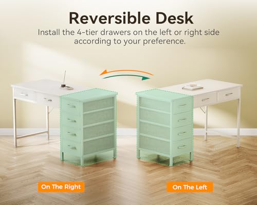Computer Desk with 6 Drawers, 40 Inch Small Desk with Storage L2851