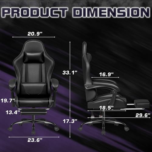 Gaming Chair with Footrest and Massage Lumbar Support J131131
