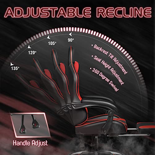 Gaming Chair with Footrest and Massage Lumbar Support J131131