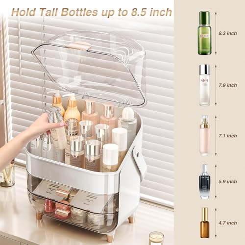 Makeup Organizer with LED Light and Mirror, Desktop Storage Box with Drawers A701