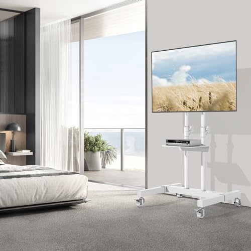 Rolling TV Stand for 32-83 inch TVs, Height Adjustable with Wheels and Laptop Shelf I27401