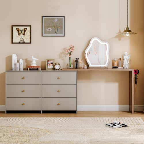 Large Makeup Vanity Desk with Mirror and Lights, 8 Drawers, Power Outlet B666