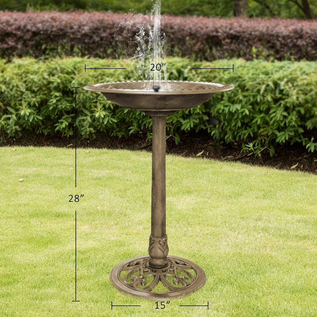 Copper Garden Bird Bath with Solar Powered Fountain D79341