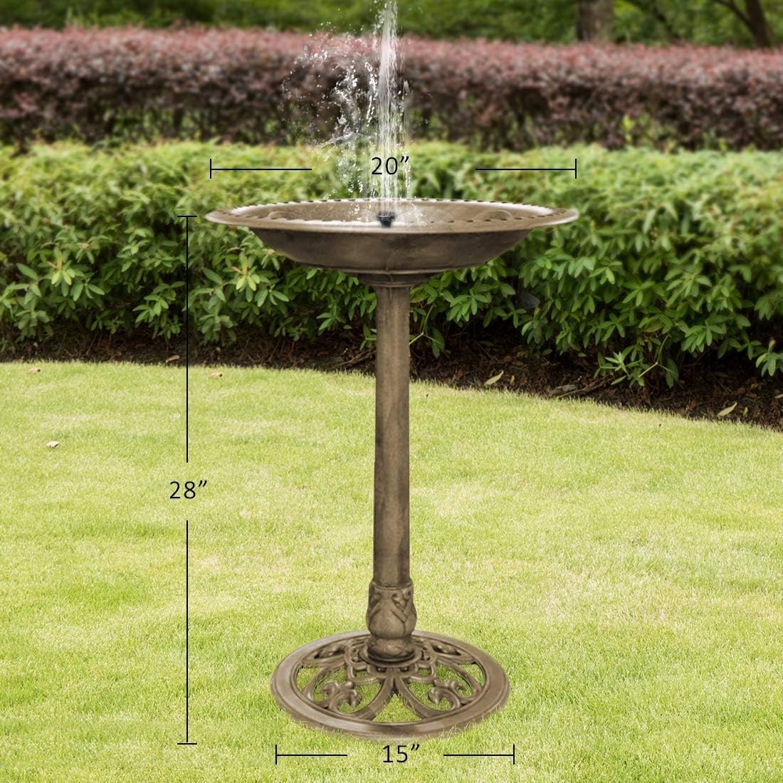 Copper Garden Bird Bath with Solar Powered Fountain D79341