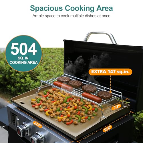 6-Burner Propane Gas Grill and Griddle Combo with Stainless Steel Lids F7495