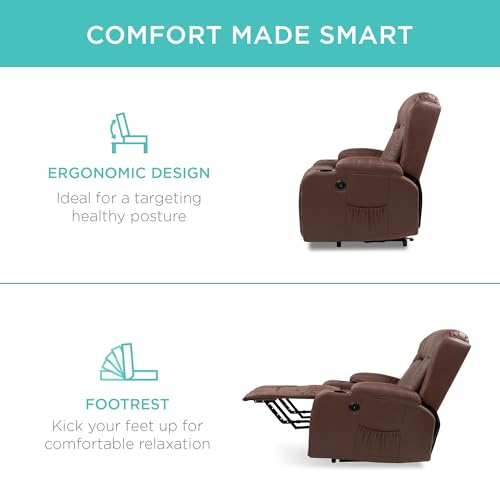 Electric Power Lift Recliner Massage Chair with Heat and USB Port, Brown M560374