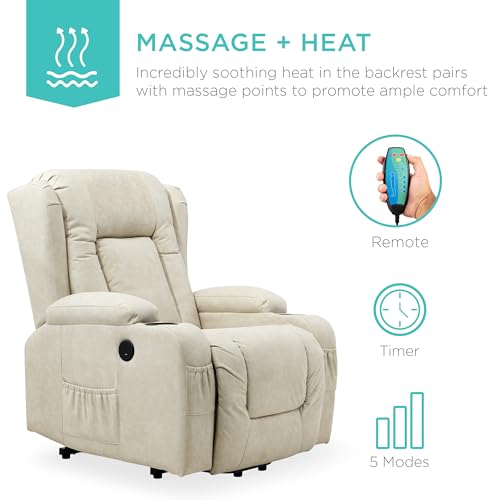 Electric Power Lift Recliner Massage Chair with Heat and USB Port, Brown M560374