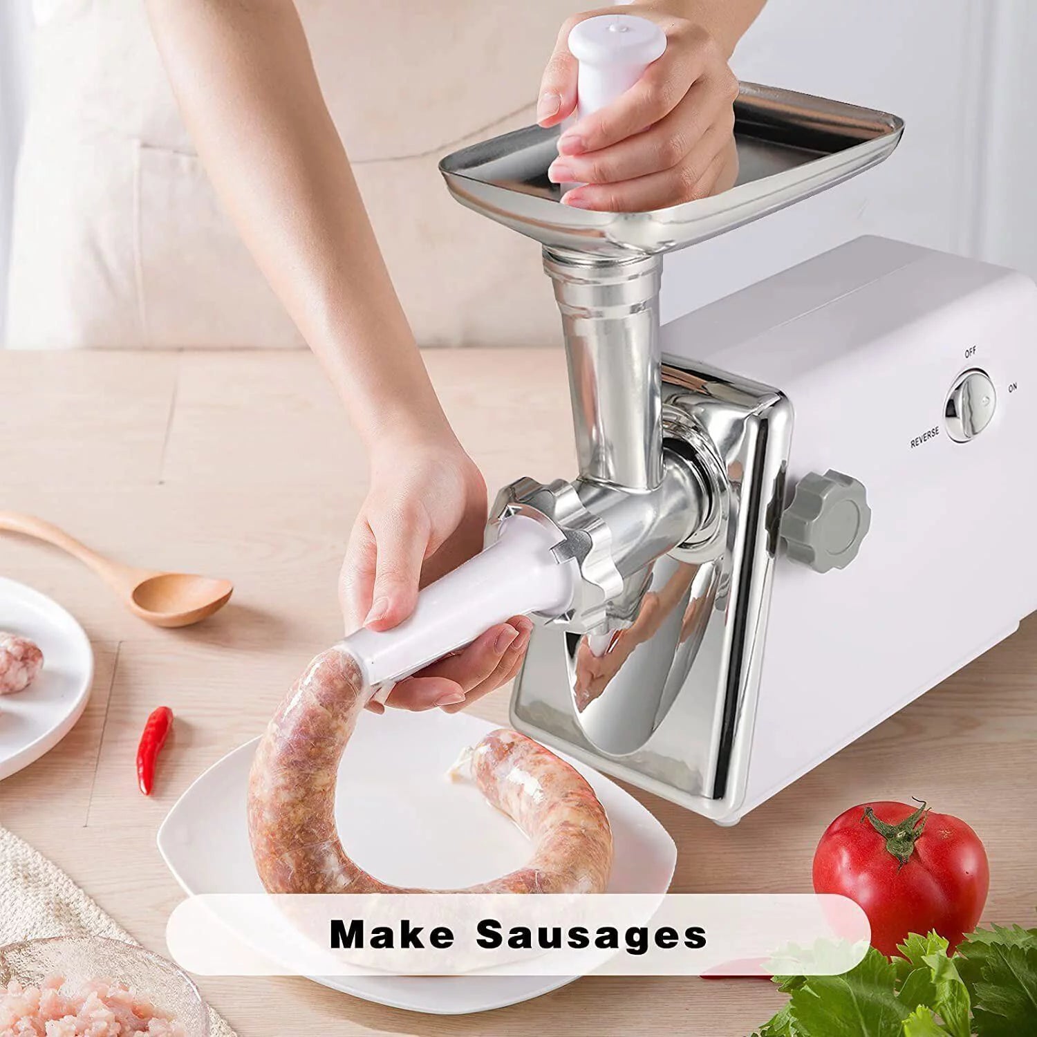 Electric Meat Grinder with Sausage & Kubbe Kit, 3 Plates, 600W D590979