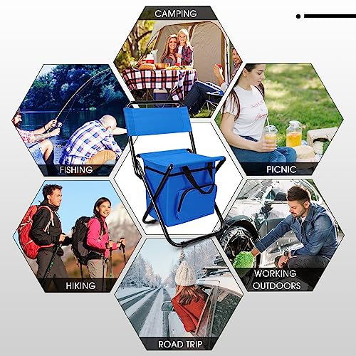 Folding Fishing Chair with Cooler Bag, Portable Backrest, Supports 220 Lbs B258