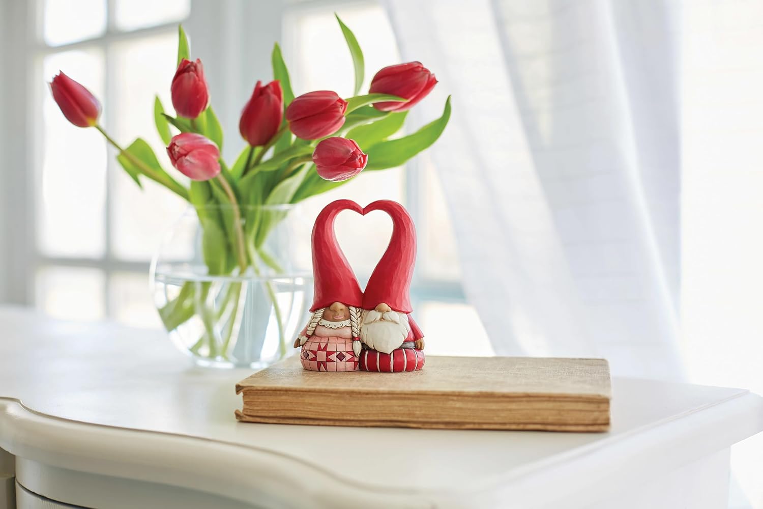 Love Gnome Couple Heart Hat Figurine, 4 Inch Z865