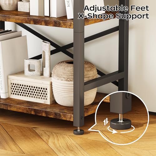 3 Tier Industrial Bookcase, Rustic Etagere Bookshelf for Living Room U5786