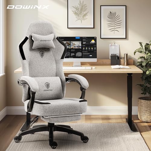 Fabric Gaming Chair with Pocket Spring Cushion and Footrest V343974