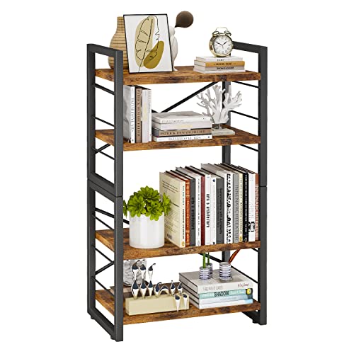 3 Tier Industrial Bookcase, Rustic Etagere Bookshelf for Living Room U5786