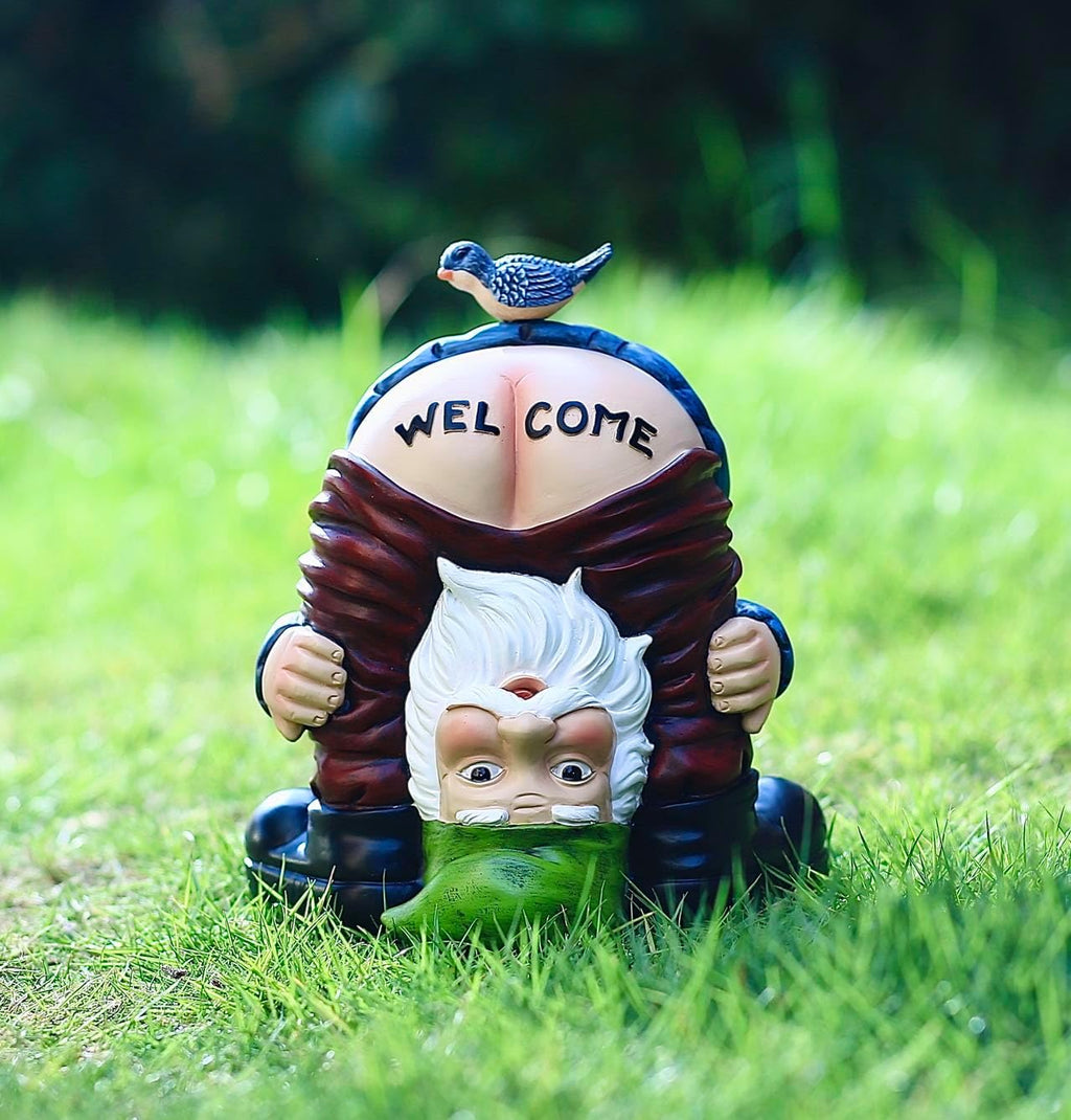 Garden Gnome Statue, Garden Decor,Gnomes Decorations for Yard, Funny Garden Bird Welcome Figurines for Outdoor Patio, Lawn, Yard Art Decoration ，Christmas Garden Gifts