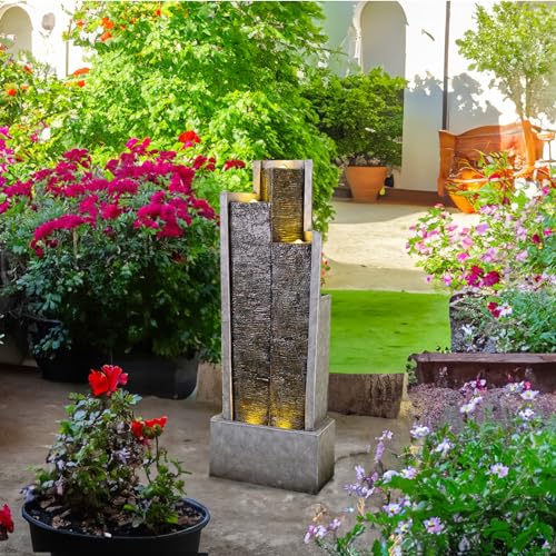 Outdoor Garden Water Fountain with LED Lights and Pump U29404