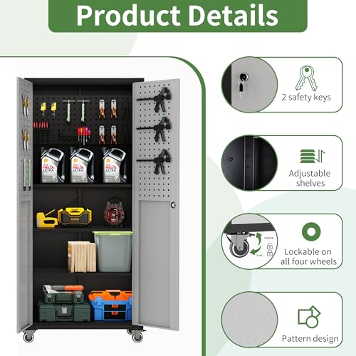 Rolling Tool Storage Cabinet with 4 Drawer and Locking Door U282375