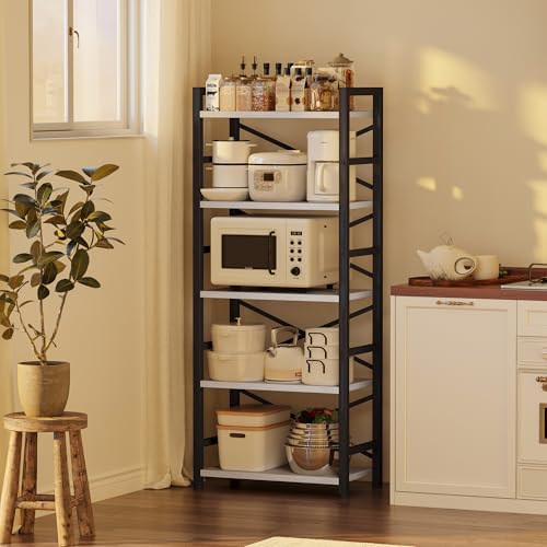 3 Tier Industrial Bookcase, Rustic Etagere Bookshelf for Living Room U5786