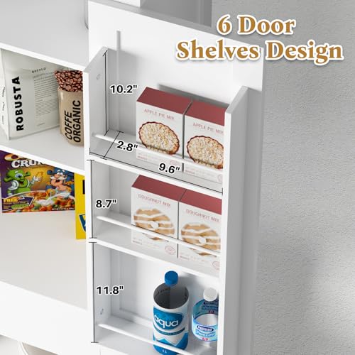 Kitchen Pantry Cabinet with 4 Doors and 1 Drawer, Freestanding Storage Cupboard L190261