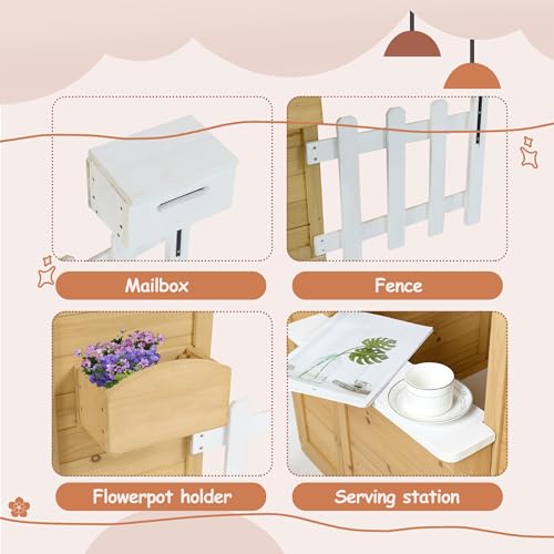 Wooden Playhouse for Kids with Window and Picnic Bench Y6736