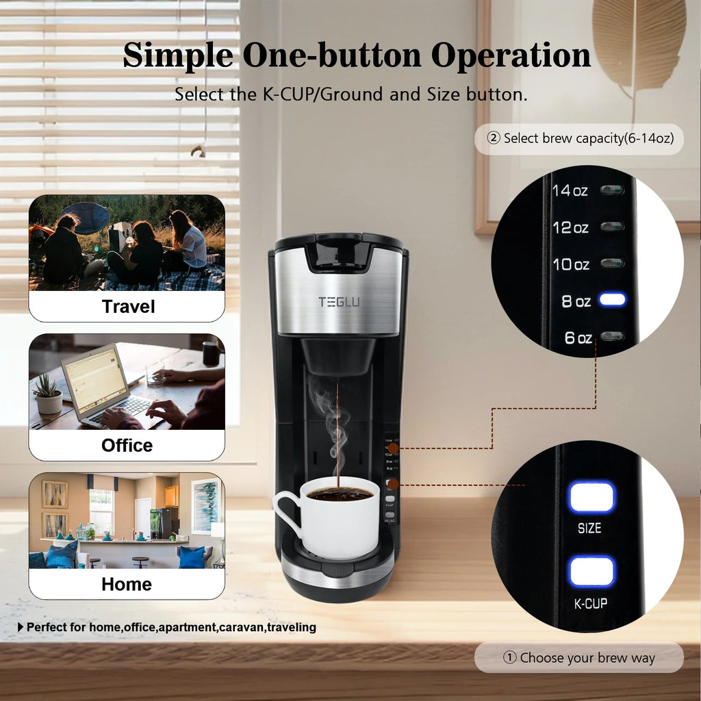 Single Serve Coffee Maker for K Cup & Ground Coffee, Hot and Iced, Black U14162