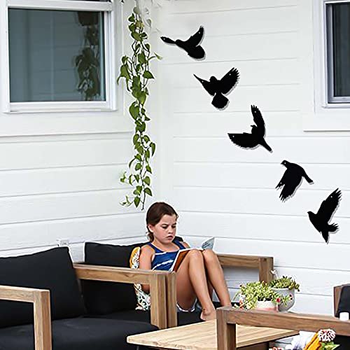 3D Black Birds Metal Wall Decor, 5 Pieces I372