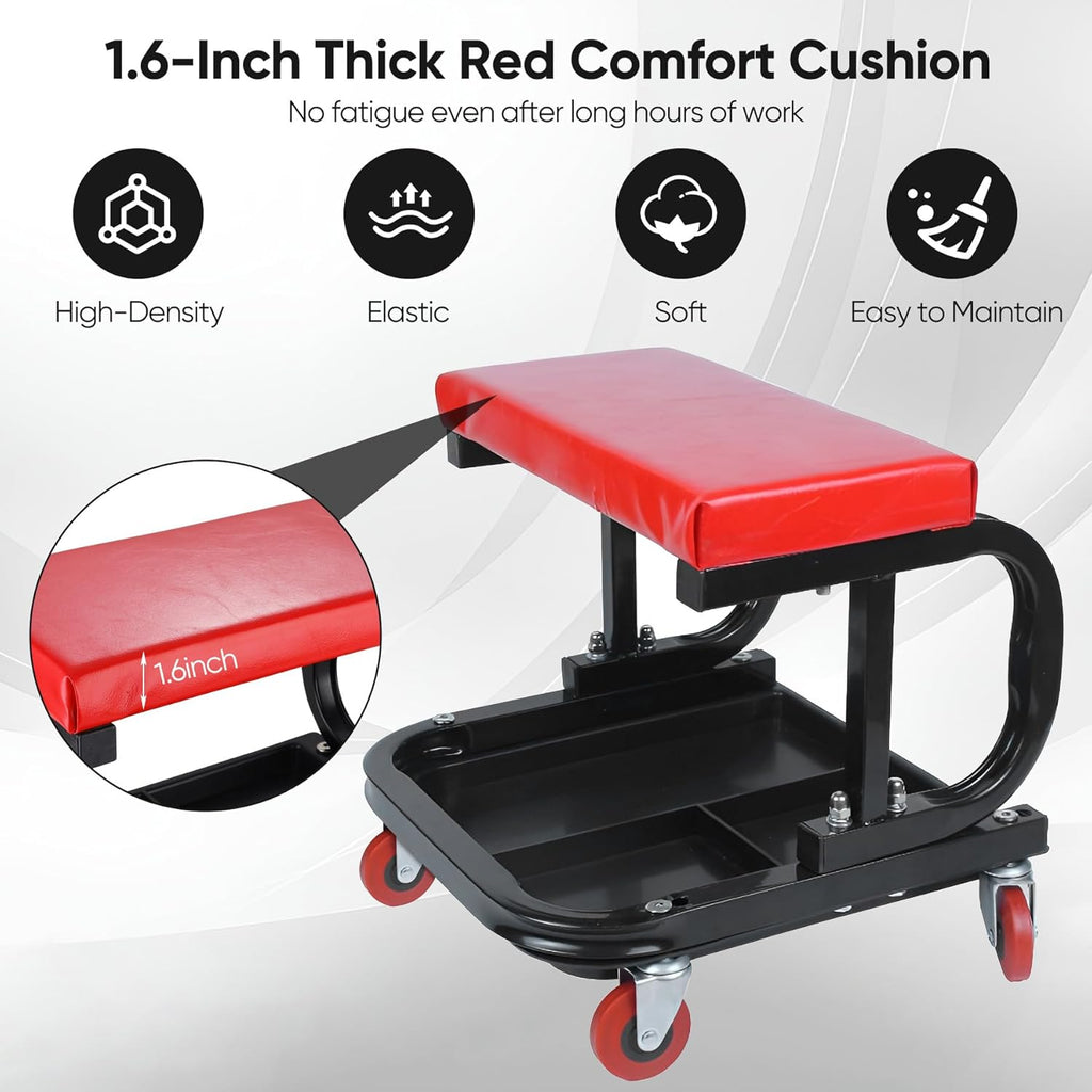 Garage Roller Seat with Tool Tray, Heavy Duty Mechanic Creeper, 250 LBS Capacity A890