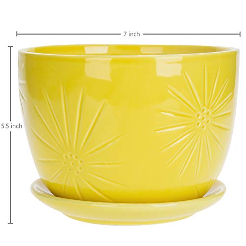 White Ceramic Plant Pot with Drainage Hole and Saucer E431