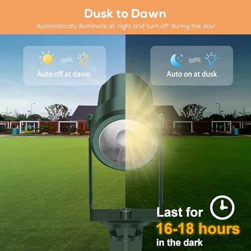Solar Powered Landscape Spotlights, Black, Outdoor Auto On/Off, Waterproof, 4 Pack, Warm White E2865