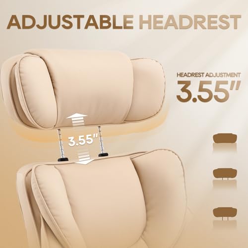 Big and Tall Office Chair Heavy Duty Leather Executive Desk Chair with Wide Seat and Adjustable Headrest R315