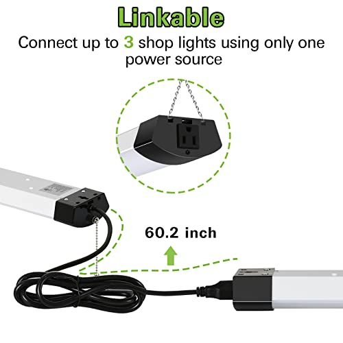 4FT 120W LED Shop Light Linkable, 5000K, 2 Pack E2458