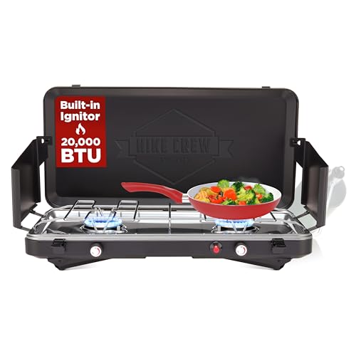 2-in-1 Gas Camping Stove and Griddle with Foldable Legs G762726