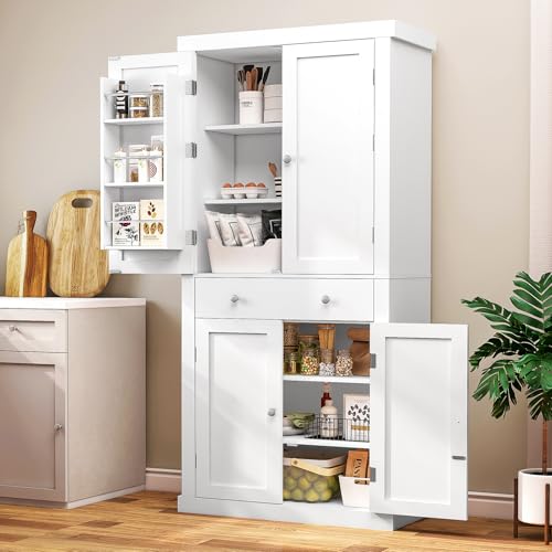 White Pantry Cabinet with 6 Doors and Drawer I8389